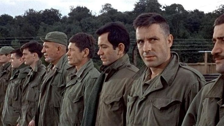 A screenshot from the 1967 film The Dirty Dozen.