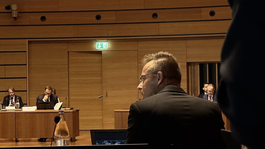 Hungarian Minister of Foreign Affairs and Trade Péter Szijjártó at the European Union’s Foreign Affairs Council meeting on 24 June 2024