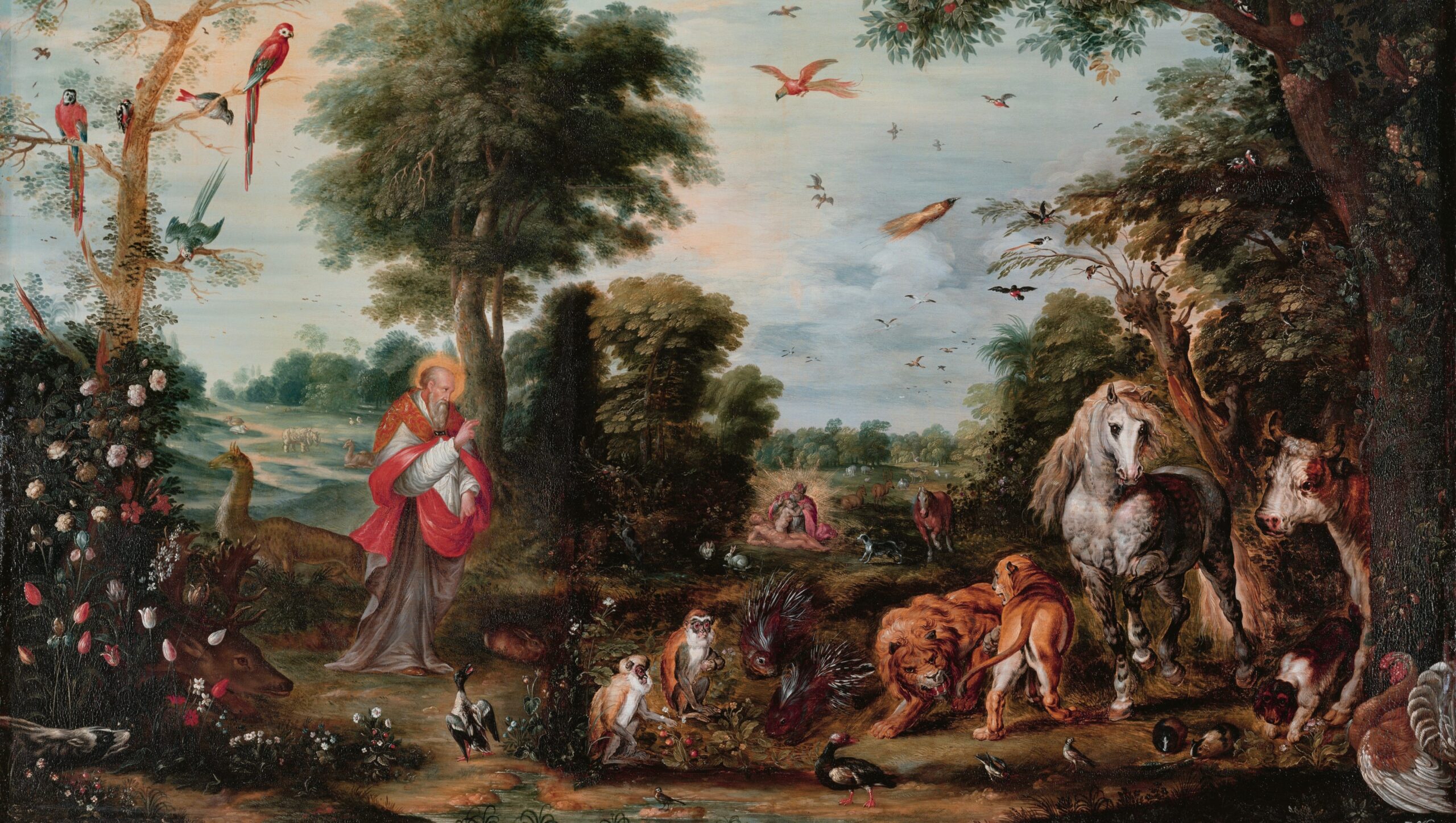 Workshop of Jan Brueghel the Younger, Paradise with the Creation of Animals (before 1678). Gemäldegalerie Alte Meister, Staatliche Kunstsammlungen Dresden, Germany
