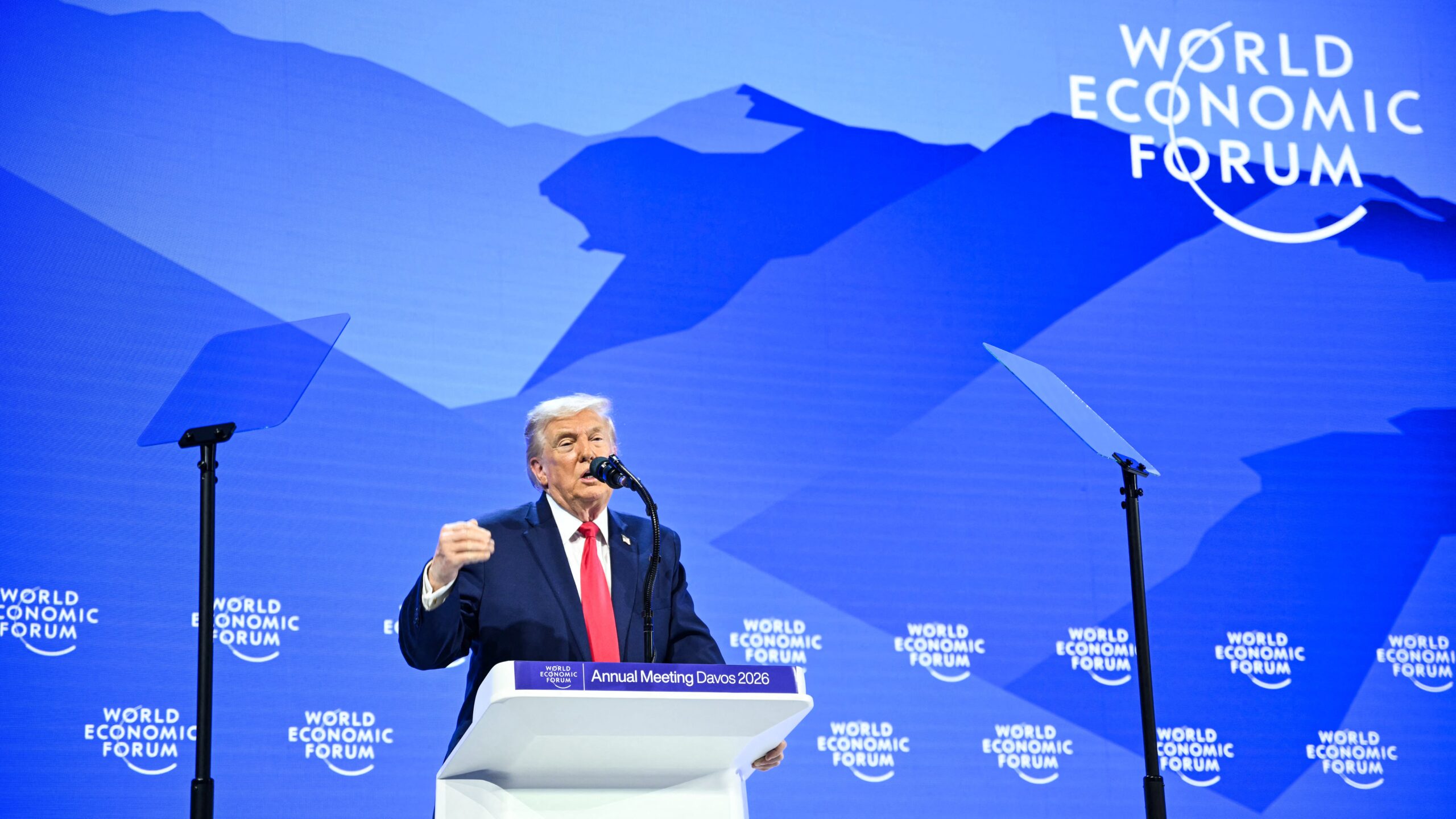US President Donald Trump delivers a special address during the World Economic Forum (WEF) annual meeting in Davos on January 21, 2026.