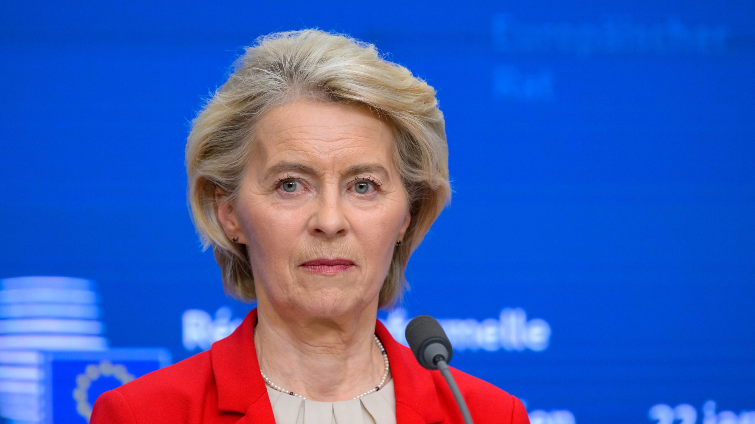 European Commission President Ursula von der Leyen holds a press conference at the end of the emergency summit on threats by the US President to impose tariffs on countries opposed to his push to take Greenland in Brussels, Belgium, on January 23, 2026