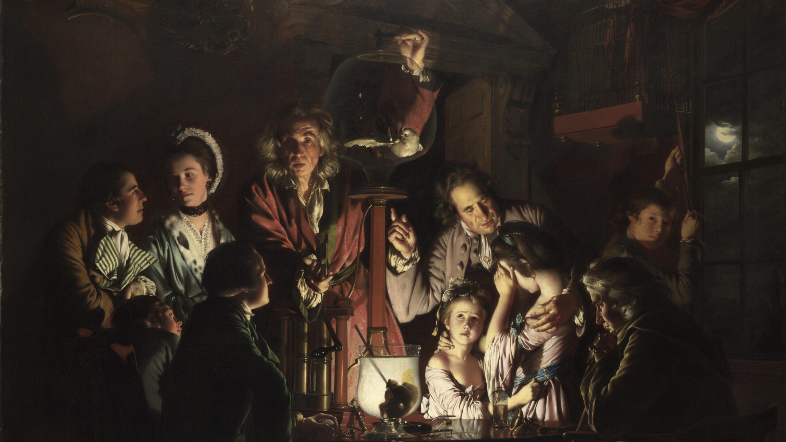 An Experiment on a Bird in an Air Pump by Joseph Wright of Derby, 1768
