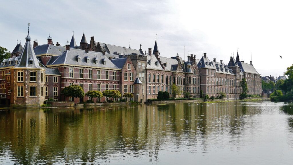 The Hofvijver and the buildings housing the States General of the Netherlands