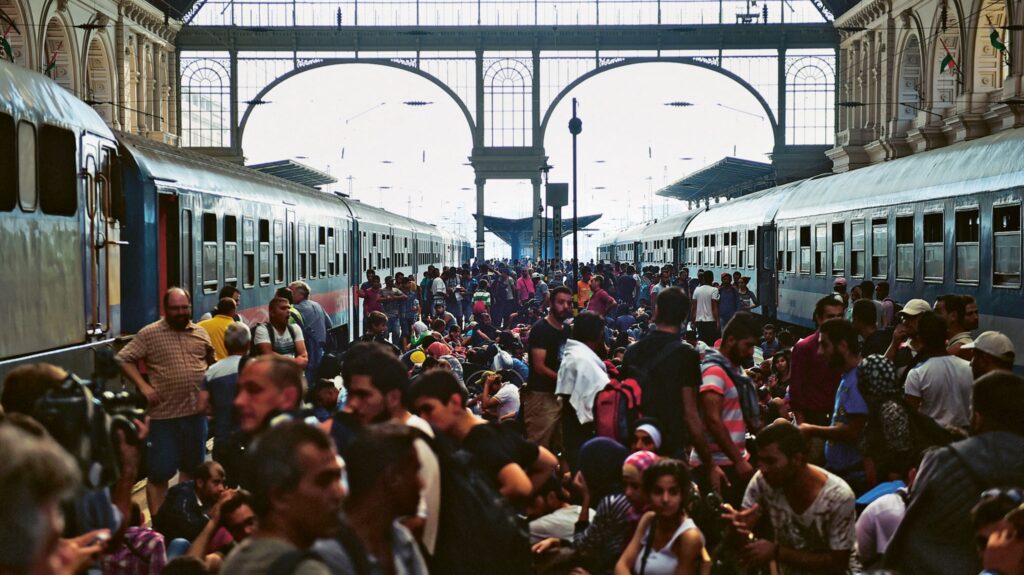 Migrants and refugees crowd the platforms at the Budapest Keleti (Eastern) Railway Station in Budapest, Hungary, 1 September 2015