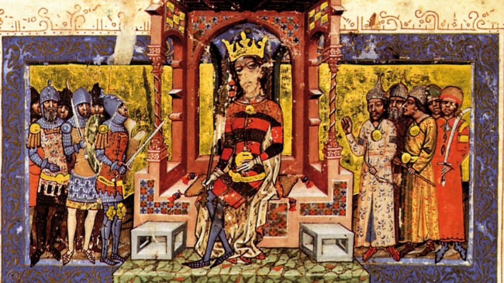 The figure of King Louis I (the Great) on the cover of the Illustrated Chronicle