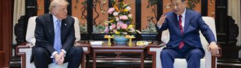 US President Donald Trump (L) meets with China’s President Xi Jinping on the sidelines of their visit to Zhongnanhai Garden in Beijing on May 15, 2026.