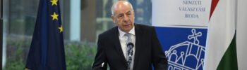 President of the Republic Tamás Sulyok makes a press statement at the National Election Office (NVI) after voting has officially concluded in the parliamentary elections on 12 April 2026.