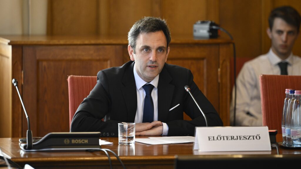Márton Melléthei-Barna, MP of the Tisza Party and sponsor of the proposal, at a meeting of the National Assembly’s Committee on Justice and Constitutional Affairs in the Parliament building in Budapest on 26 May 2026.