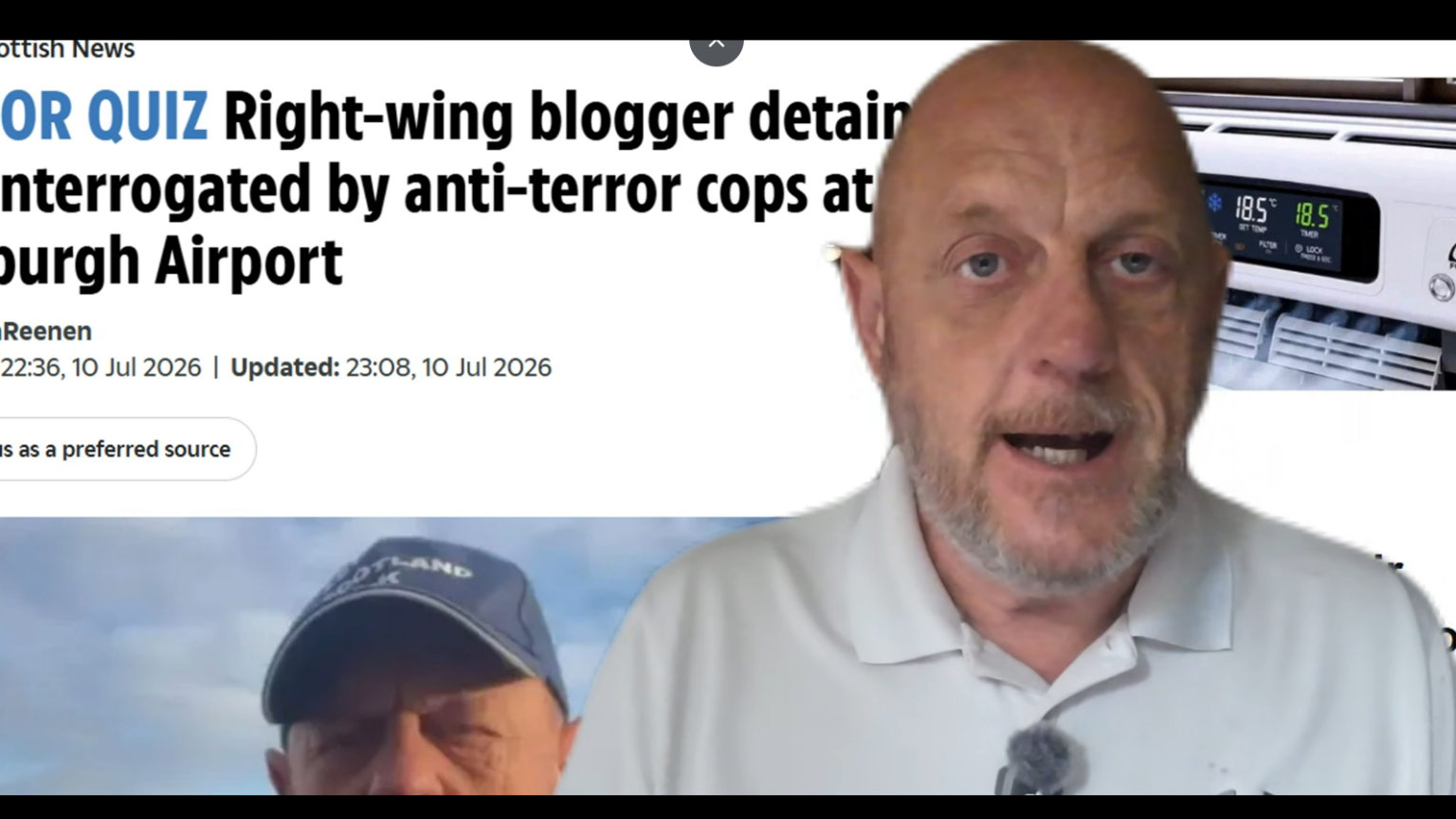 Right-Wing YouTuber Craig Houston Questioned by Anti-Terrorism Police at Edinburgh Airport