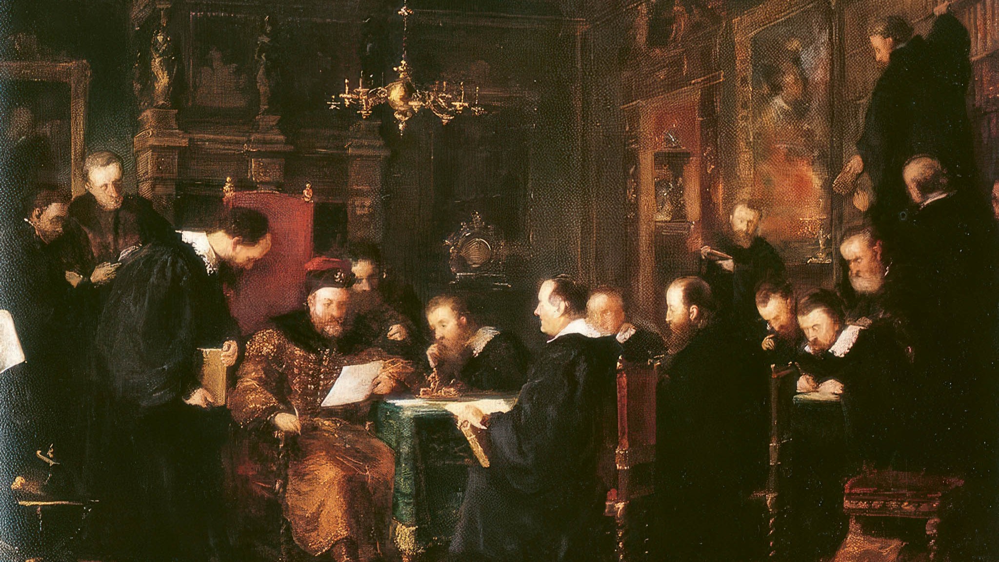 Gábor Bethlen and the Transylvanian Regal Council by Viktor Madarász (1870)